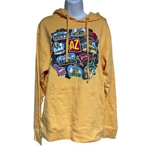 Arizona Landmark Yellow Hoodie Small Cotton Blend Graphic Pullover Unisex Casual
